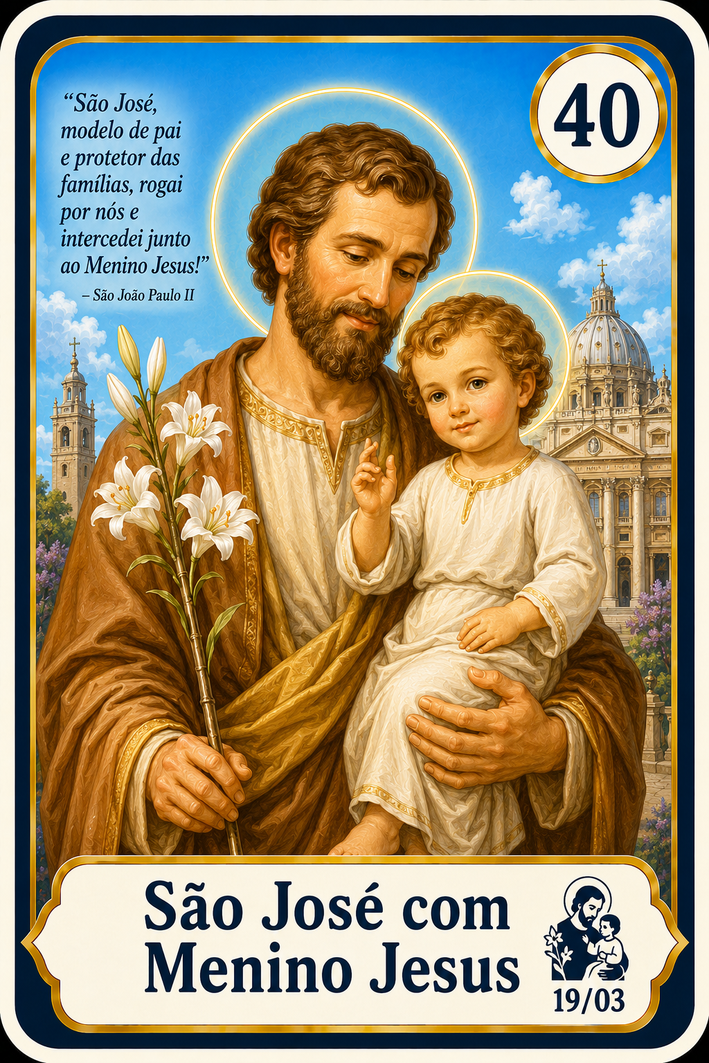 Figurinha de São José com o Menino Jesus